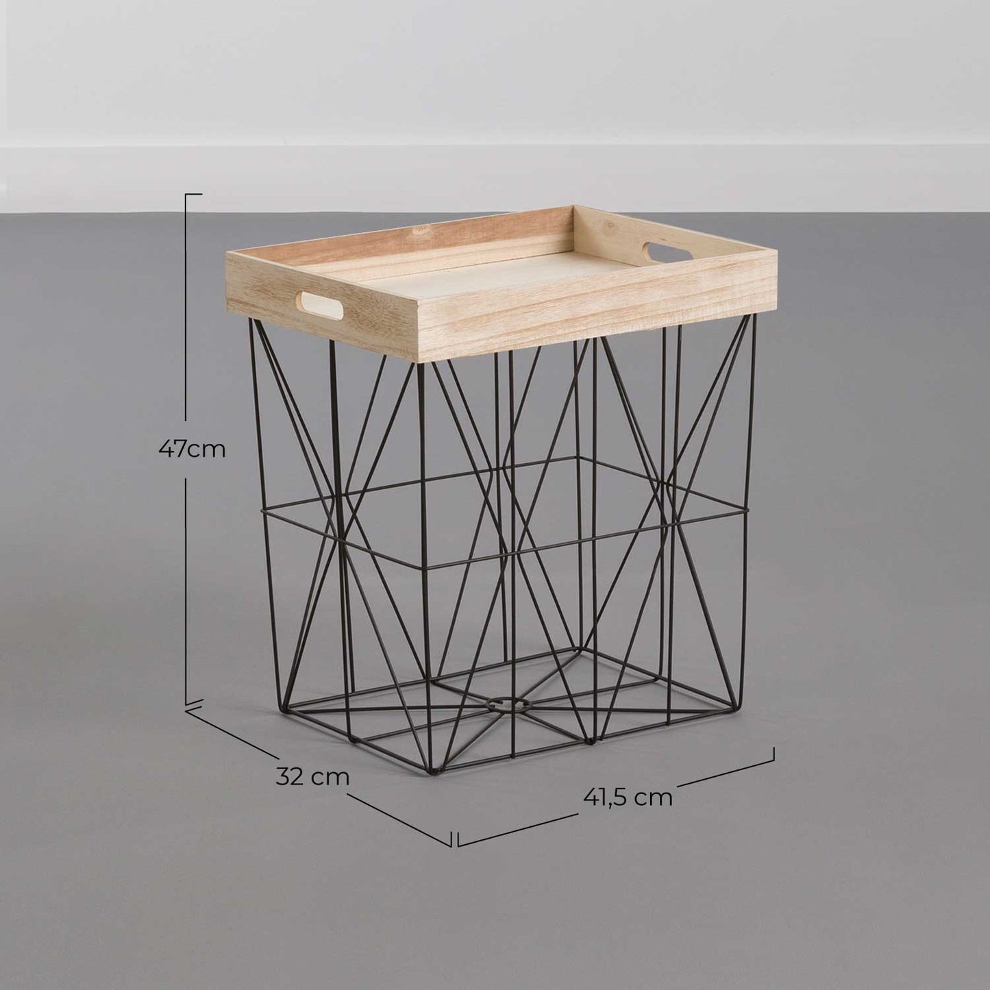 Mesita Auxiliar Rectangular Tray Beige/negro 47x41,5x32cm Thinia Home_5