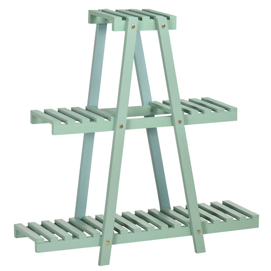 Outsunny Soporte De Madera Para Plantas 3 Niveles Interior Exterior 76x26x76 Cm_0