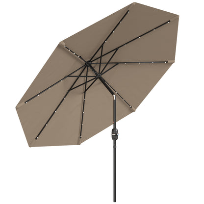 Outsunny Sombrilla Jardín Con 32 Luces Led Solares Inclinable Ø265x240 Cm Caqui_0
