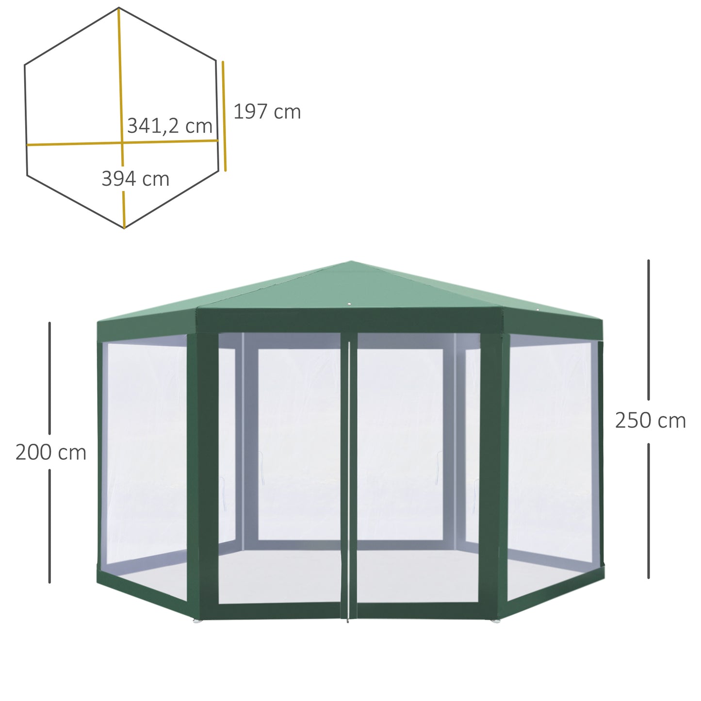 Outsunny Carpa Jardín Cenador Hexágonal Pabellón Gazebo Con Mosquitera 3 Color_2