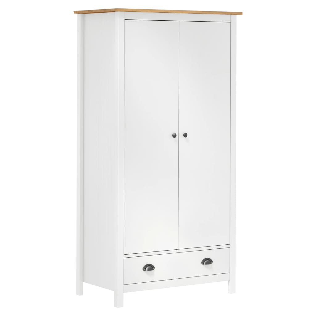 Armario De 2 Puertas Hill Madera Maciza Pino Blanco 89x50x170cm_0