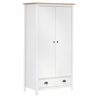 Armario De 2 Puertas Hill Madera Maciza Pino Blanco 89x50x170cm_0