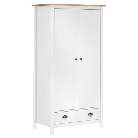 Armario De 2 Puertas Hill Madera Maciza Pino Blanco 89x50x170cm_0
