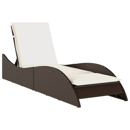 Tumbona Con Cojín Ratán Sintético Marrón 60x205x73 Cm / Vetonek_5