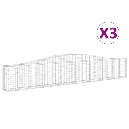 Cestas De Gaviones 3 Uds Forma De Arco Hierro 400x30x60/80 Cm_0