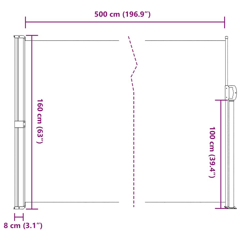 Vidaxl Toldo Lateral Retráctil Azul 160x500 Cm_2