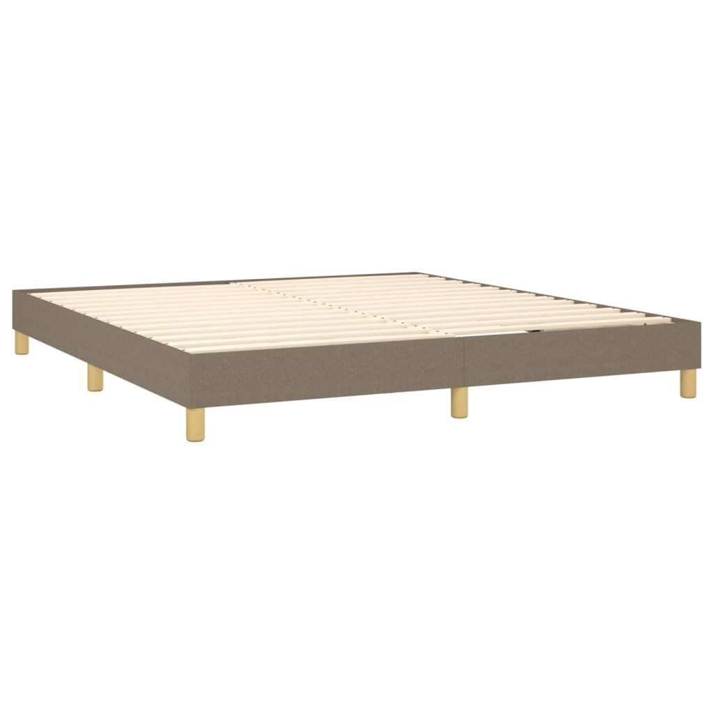 Cama Box Spring Con Colchón Led Tela Gris Taupe 180x200 Cm / Vetonek_5