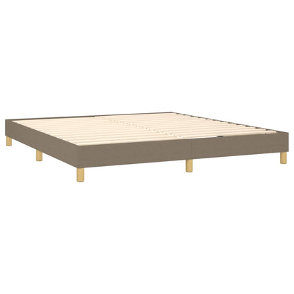 Cama Box Spring Con Colchón Led Tela Gris Taupe 160x200 Cm / Vetonek_3