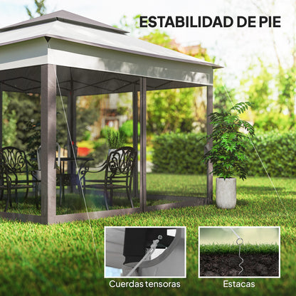 Outsunny Carpa Plegable3,3x3,3 M Con 4 Paredes Laterales De Malla Gris_5