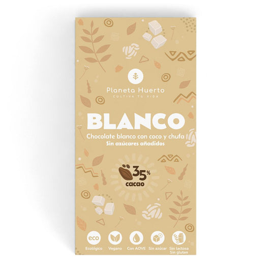 Tableta chocolate blanco vegano 35% sin azúcares añadidos Planeta Huerto 70 g