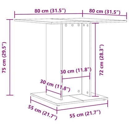 Mesa De Comedor De Madera Contrachapada Negro 80x80x75 Cm_4