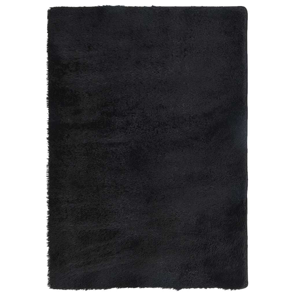 Vidaxl Alfombra Peluda De Pelo Largo Navarra Negra 160x230cm Poliéster_0