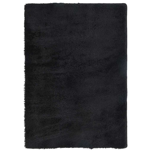 Vidaxl Alfombra Peluda De Pelo Largo Navarra Negra 160x230cm Poliéster_0