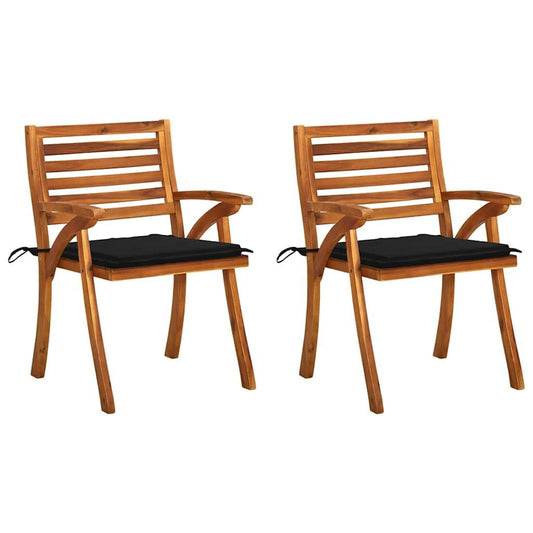 Vidaxl Sillas De Comedor Jardín Con Cojines 2 Uds Madera Maciza Acacia_0