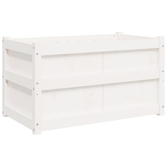 Jardinera De Madera Maciza De Pino Blanca 90x50x50 Cm_0