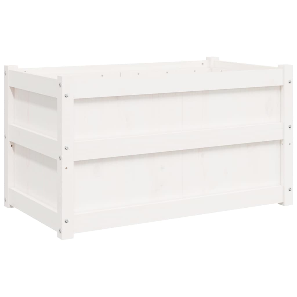 Jardinera De Madera Maciza De Pino Blanca 90x50x50 Cm_0