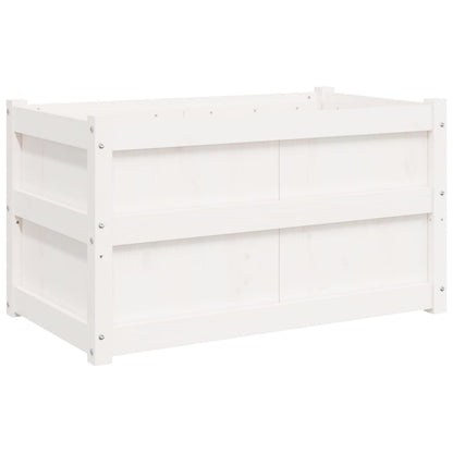 Jardinera De Madera Maciza De Pino Blanca 90x50x50 Cm_0