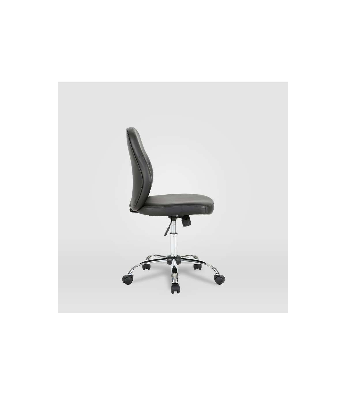 Silla De Oficina Estela En Piel Sintética Negra. Alto: 90.5-100.5cm Ancho: 45, Fondo: 56._2