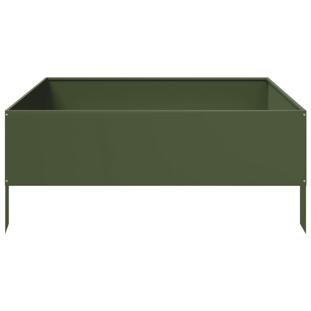 Arriate De Acero Verde Oliva 100x100x41 Cm_4