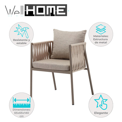 Silla Macka Beige Para Exterior - Estilo Contemporáneo 65x65x140cm - Well Home_1