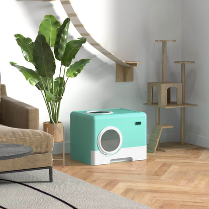 Pawhut Arenero Para Gatos Con Pala Bandeja Extraíble Puertas 52x41x38,5cm Verde_1