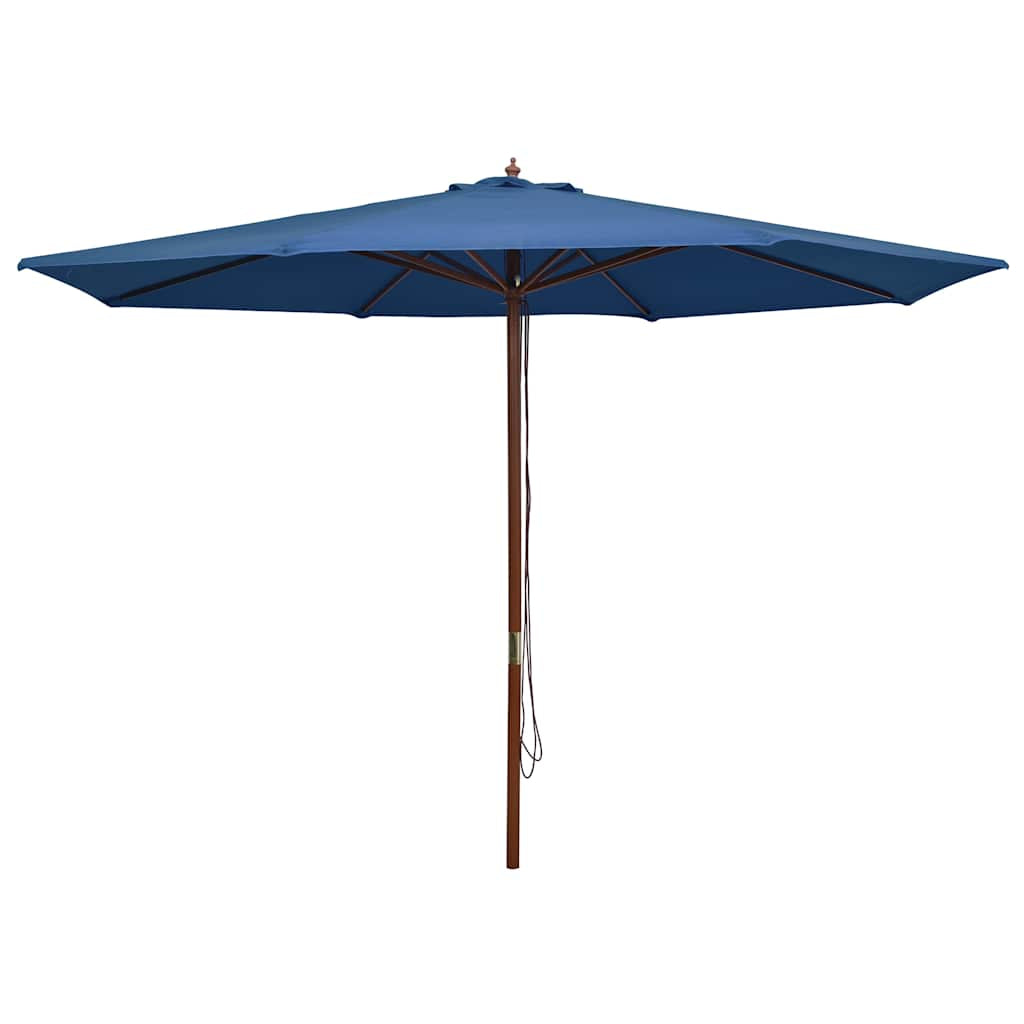Vidaxl Sombrilla De Jardín Con Palo De Madera Azul 350 Cm_0