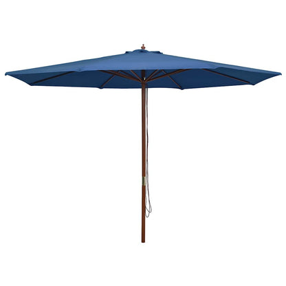 Vidaxl Sombrilla De Jardín Con Palo De Madera Azul 350 Cm_0