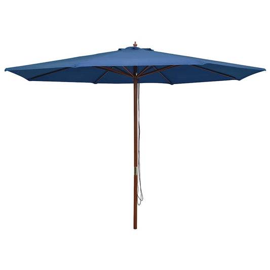 Vidaxl Sombrilla De Jardín Con Palo De Madera Azul 350 Cm_0
