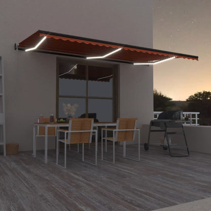 Toldo Automático Led Sensor De Viento Naranja Marrón 600x300 Cm_1