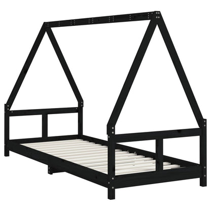 Vidaxl Estructura De Cama Para Niños Madera De Pino Negro 80x200 Cm_5