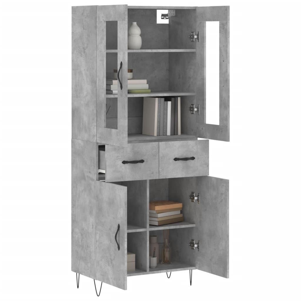 Aparador Alto Madera Contrachapada Gris Hormigón 69,5x34x180 Cm_2