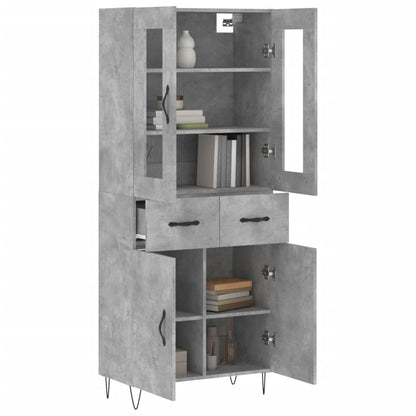 Aparador Alto Madera Contrachapada Gris Hormigón 69,5x34x180 Cm_2