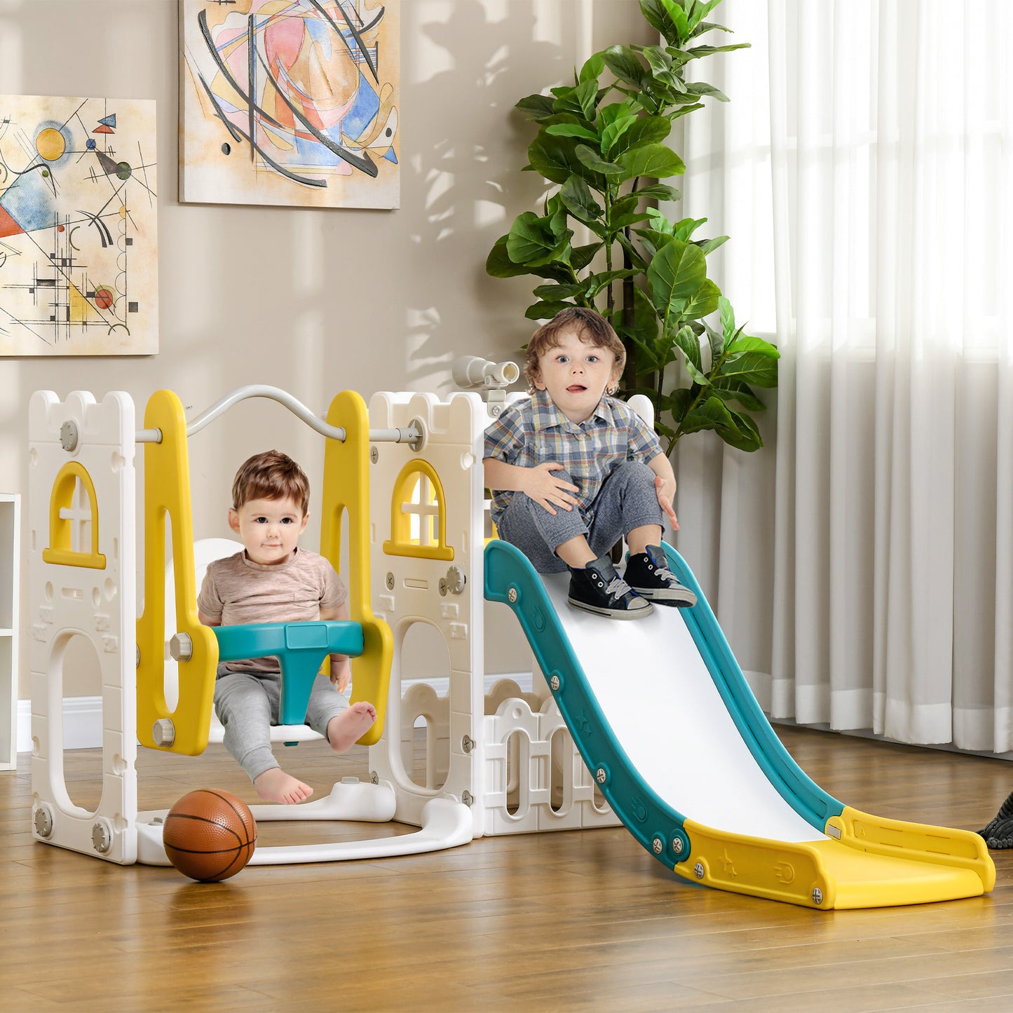 Aiyaplay Tobogán Infantil 6 En 1 Con Columpio Y Tobogán Multicolor_1