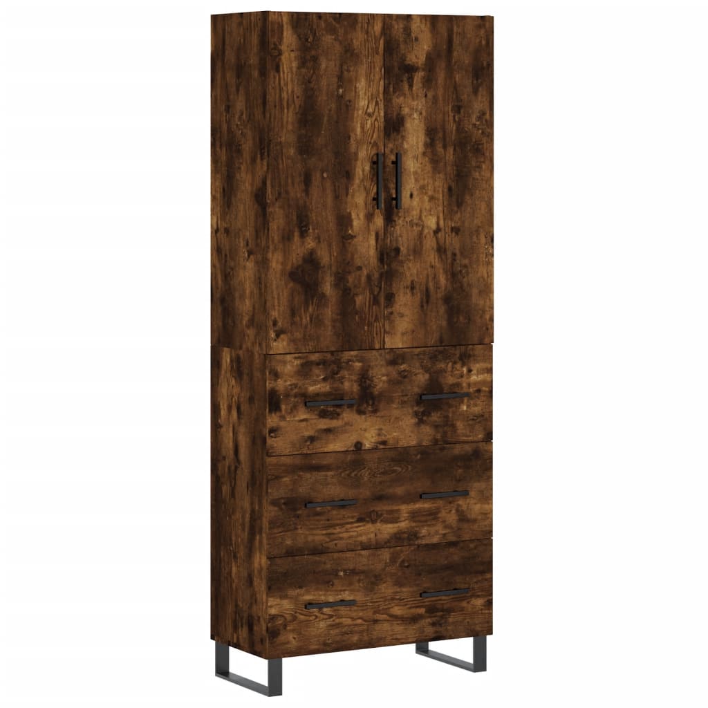 Aparador Alto Madera Contrachapada Roble Ahumado 69,5x34x180 Cm_1