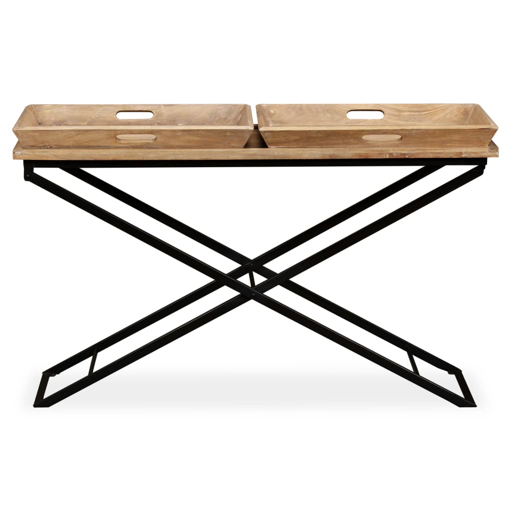 Mesa Consola De Madera De Mango Maciza 130x40x80 Cm_1