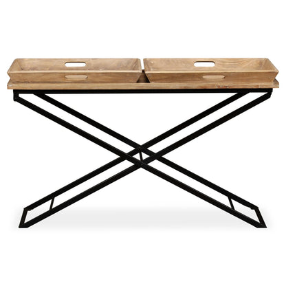 Mesa Consola De Madera De Mango Maciza 130x40x80 Cm_1
