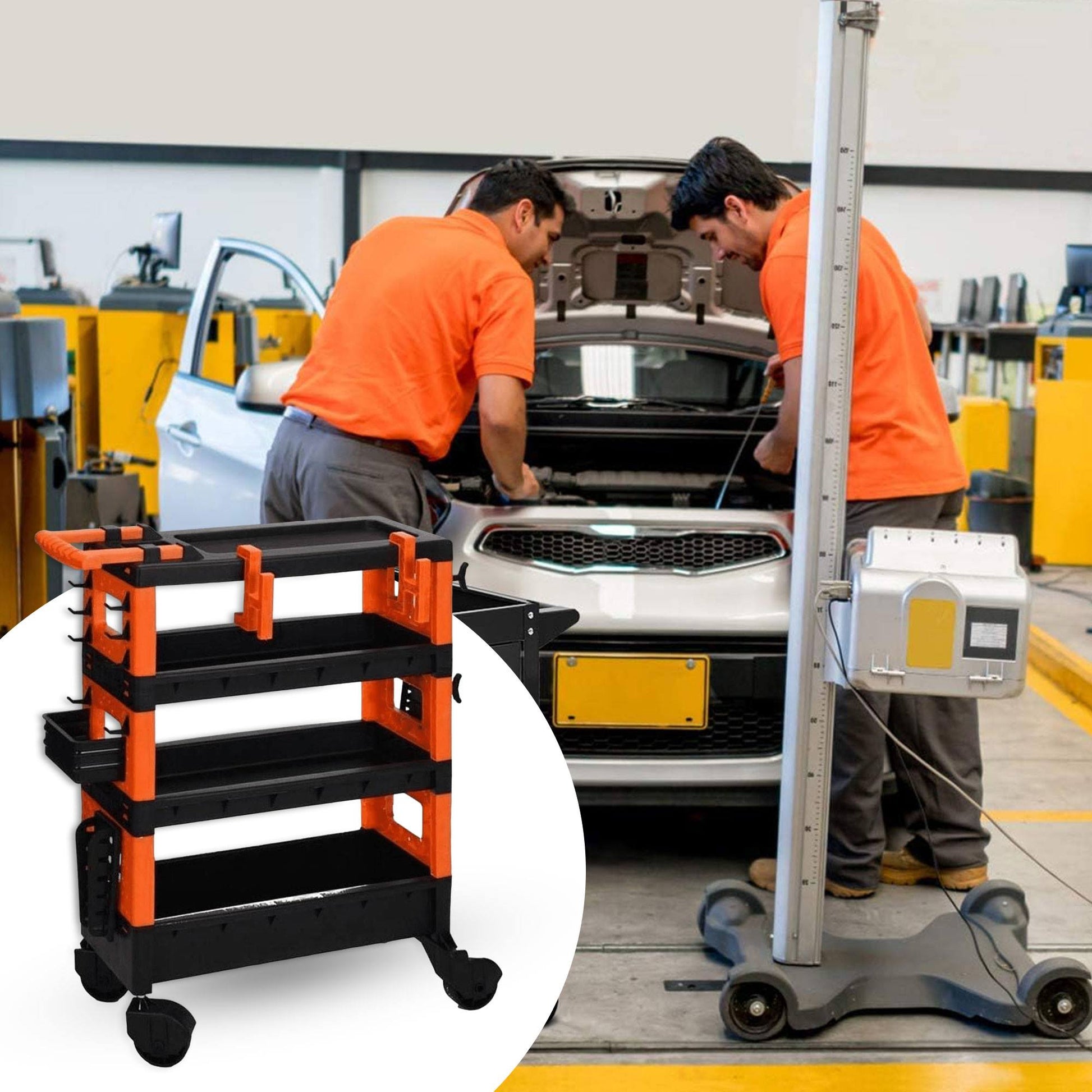 Well Home Carro De Transporte 68x35x87,5cm En Color Negro Y Naranja