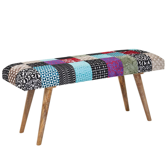 Banco De Madera Maciza Multicolor 117x51x38 Cm_0