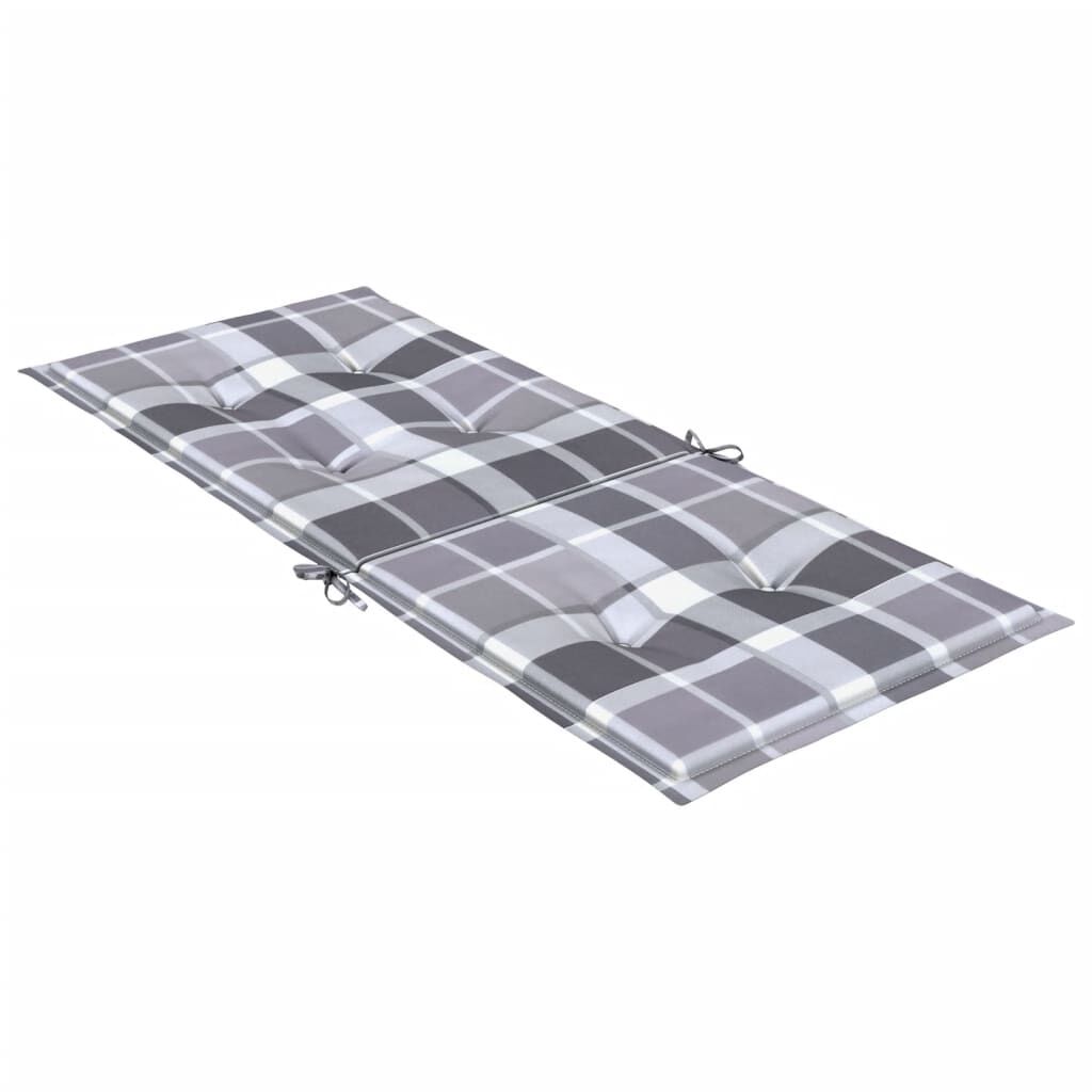 Vidaxl Cojín Silla Jardín Respaldo Alto 4 Uds Cuadros Gris 120x50x3 Cm_4