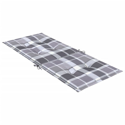 Vidaxl Cojín Silla Jardín Respaldo Alto 4 Uds Cuadros Gris 120x50x3 Cm_4