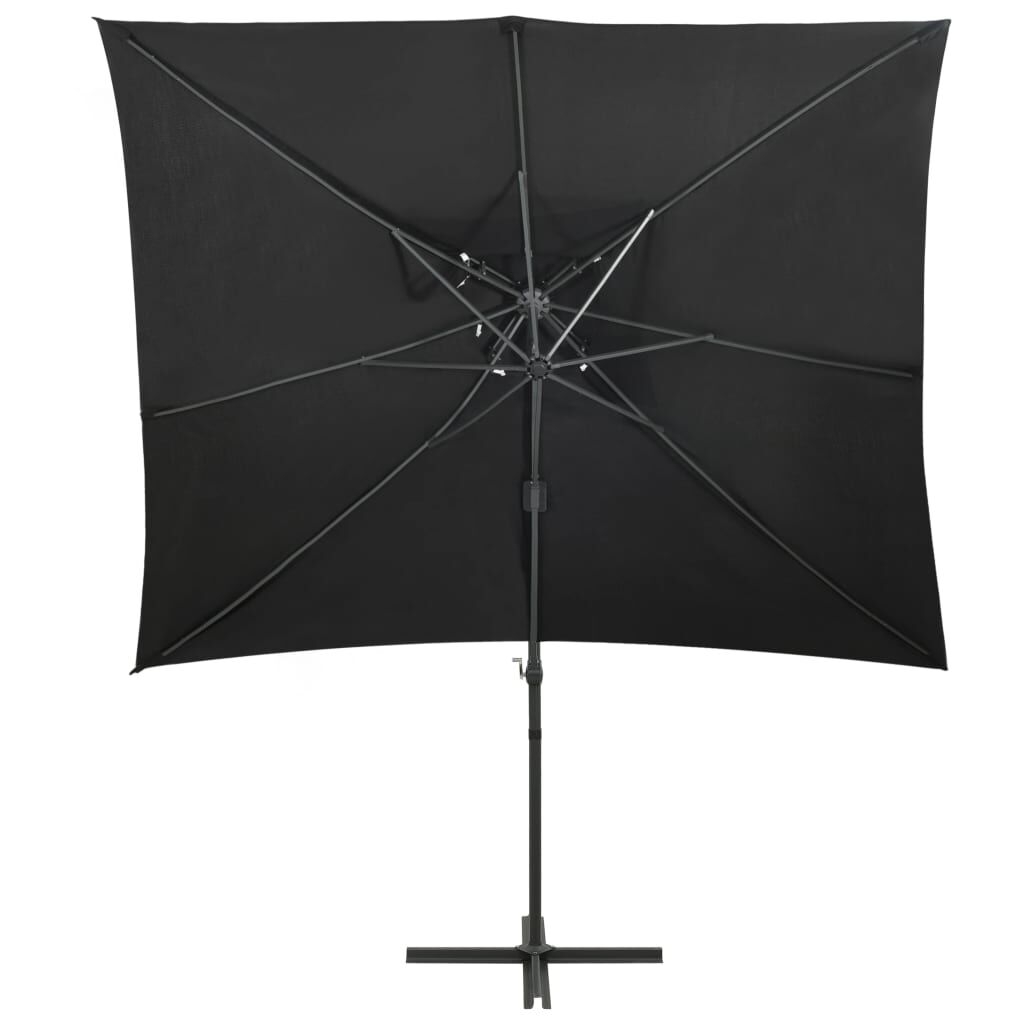 Vidaxl Sombrilla Jardín Voladiza Con Cubierta Doble Negro 250x250 Cm_1