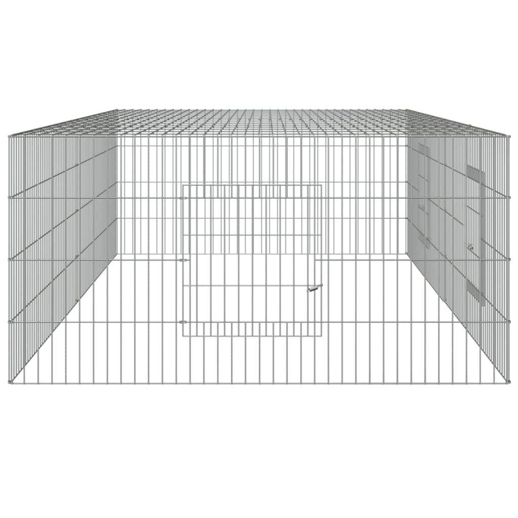 Vidaxl Jaula Para Conejos 2 Paneles Hierro Galvanizado 220x110x55 Cm_4