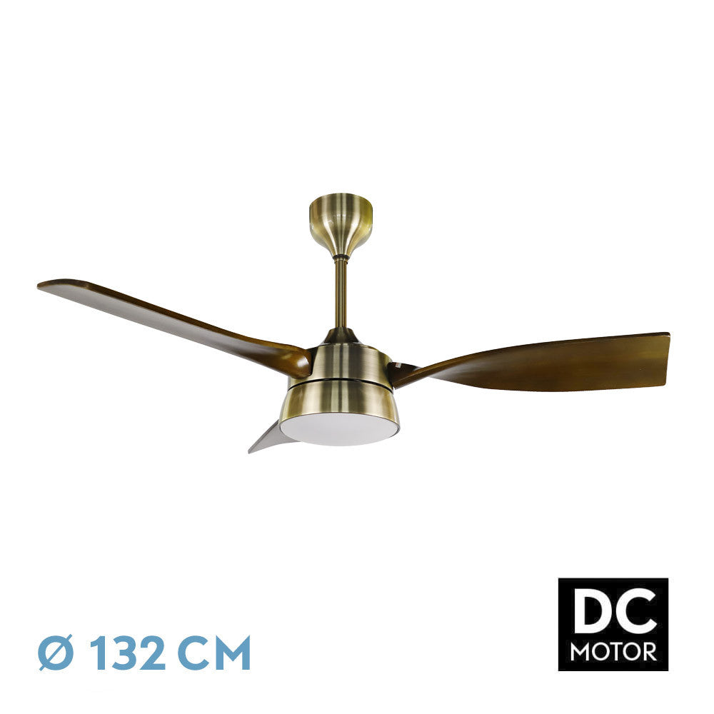 Ventilador Dc Estio 24w Cuero/roble 3aspas132d Regulable Intensidad 2650lm 3000k,4000k,6000k Remoto+temporizador+mamoria_0
