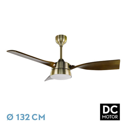 Ventilador Dc Estio 24w Cuero/roble 3aspas132d Regulable Intensidad 2650lm 3000k,4000k,6000k Remoto+temporizador+mamoria_0