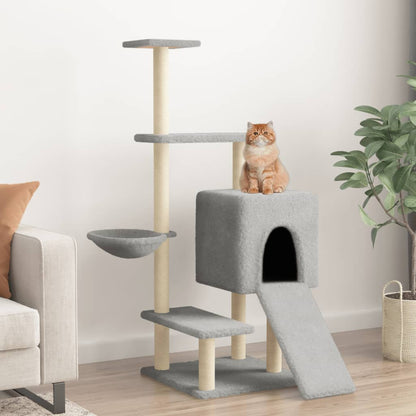 Vidaxl Rascador Para Gatos Con Postes De Sisal Gris Claro 130,5 Cm_1