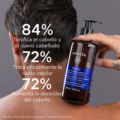Champú tonificante hombre para la caída del cabello - ECOPACK APIVITA, 500 ml