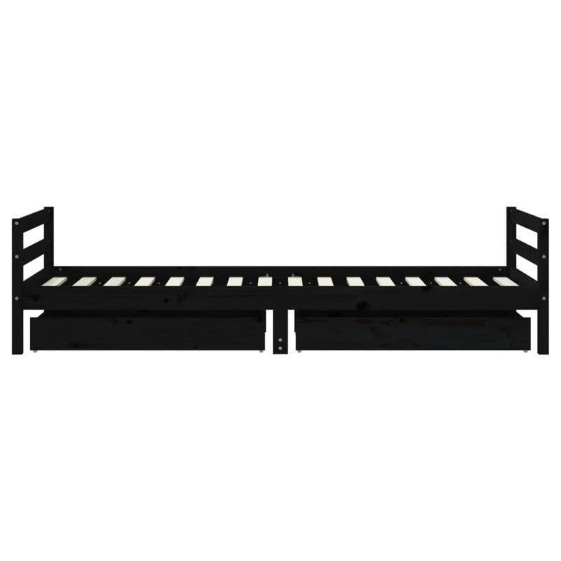 Vidaxl Estructura De Cama Niños Con Cajones Madera Pino Negro 80x200cm_5
