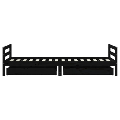 Vidaxl Estructura De Cama Niños Con Cajones Madera Pino Negro 80x200cm_5