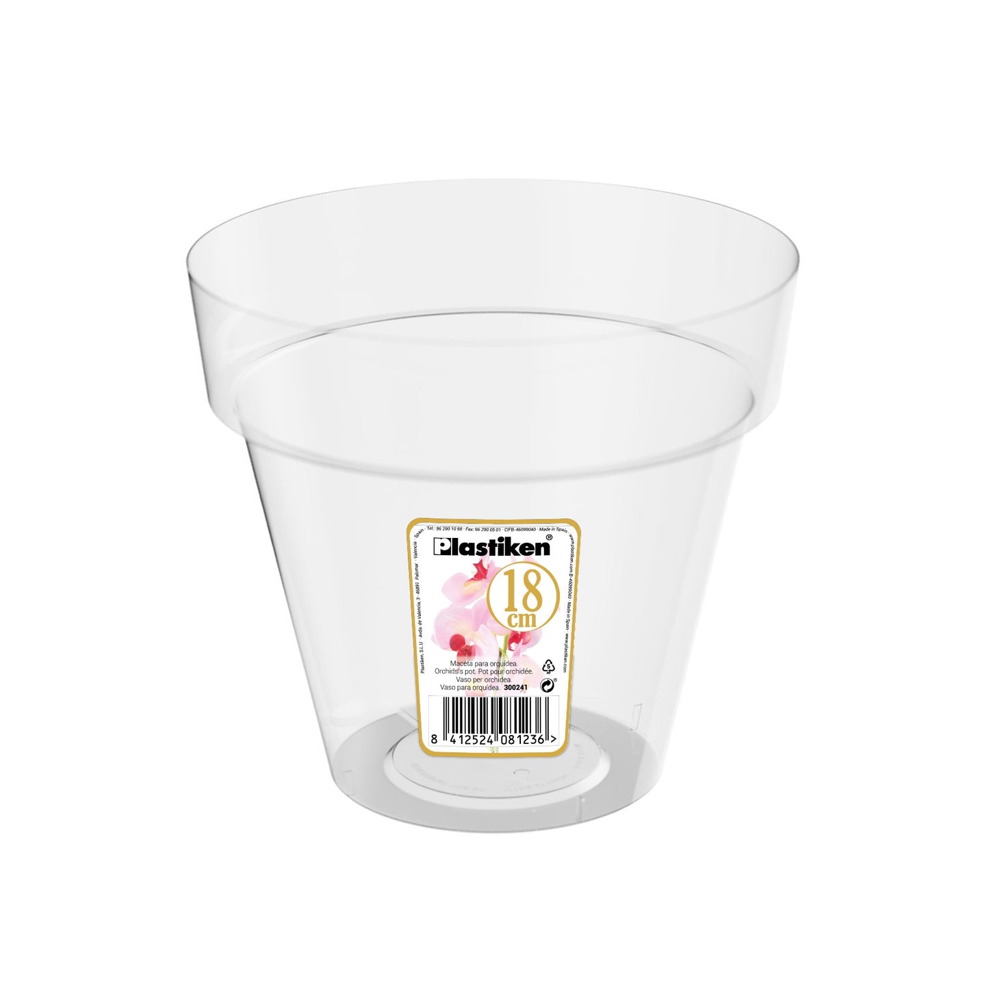 Tiesto para orquídeas transparente Tes ⌀18