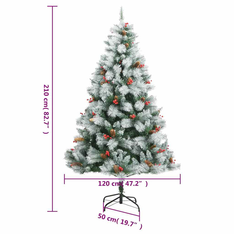 Vidaxl Árbol De Navidad Artificial Con Bisagras 300 Led Y Bolas 210 Cm_2